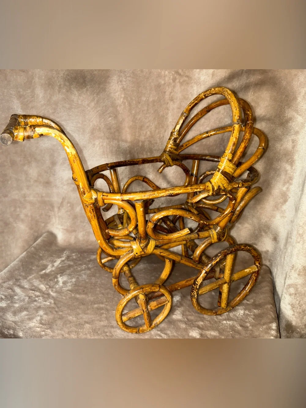 Vintage Wicker Rattan Baby Carriage Cottagecore Nursery Decor Basket  Whimsical